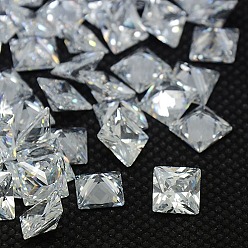 Clear Cubic Zirconia Cabochons, Grade A, Faceted, Square, Clear, 2x2x1mm
