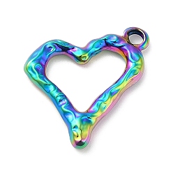 Rainbow Color Ионное покрытие (ip) 304 подвески из нержавеющей стали, шарма сердца, Радуга цветов, 21x22x3 мм, отверстие : 2 мм