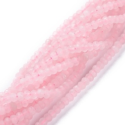 Розовый Кварц Природного розового кварца нитей бисера, плоско-круглые, граненые, 3x2 мм, отверстие : 0.6 мм, около 191 шт / нитка, 15.55 дюйм (39.5 см)