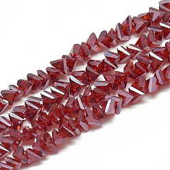 Brique Rouge Perles en verre electroplate, triangle facettes, firebrick, 6x5x4mm, Trou: 1.2mm, Environ 100 pcs/chapelet, 12.99 pouce