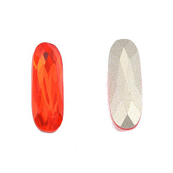 Siam K9 Glass Rhinestone Cabochons, Pointed Back & Back Plated, Faceted, Oval, Siam, 15x5x3mm