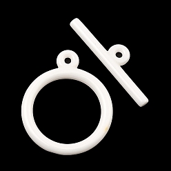 White Bioceramics Zirconia Ceramic Toggle Clasps, No Fading and Hypoallergenic, Nickle Free, Ring, White, Ring: 28.5x23.5x3mm, Bar: 29.5x7.5x3mm, Hole: 1.6mm