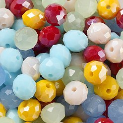 Color mezclado Perlas de vidrio, facetados, Rondana plana, color mezclado, 4x3 mm, agujero: 0.4 mm, Sobre 820 unidades / 60 g