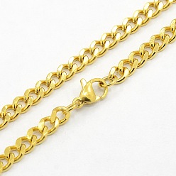 Золотой Мужская 304 из нержавеющей стали Снаряженная цепи ожерелья, с карабин-лобстерами , граненые, золотые, 24.4 дюйм (62 см)