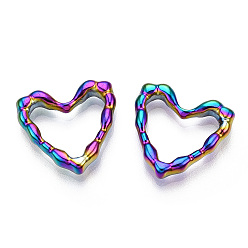 Rainbow Color Ion Plating(IP) 304 Stainless Steel Linking Ring, Bumpy, Heart, Rainbow Color, 18.5x19.5x4mm, Inner Diameter: 10x14.5mm