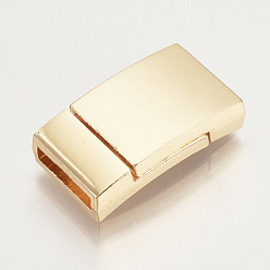 Light Gold Fermoirs magnétiques en alliage avec extrémités collées, rectangle, or et de lumière, 23x13x5mm, demi-trou: 2x10 mm
