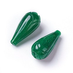 Myanmar Jade Jade naturel du Myanmar / jade de Birmanie perles semi-percées, teint, larme, 21~22x10mm, Trou: 1.2mm