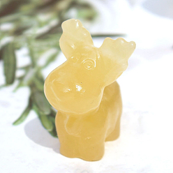 Calcite Christmas Natural Calcite Carved Healing Deer Figurines, Reiki Energy Stone Display Decorations, 20~30mm