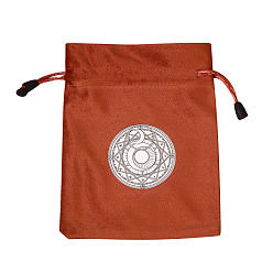 Moon Tarot Card Storage Bag, Velvet Tarot Drawstring Bags, for Witchcraft Wiccan Altar Supplies, Rectangle, Moon Phase Pattern, 180x140mm