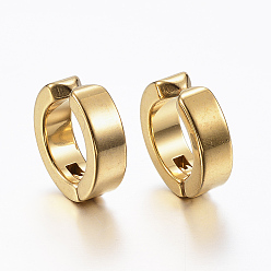 Golden Ion Plating(IP) 304 Stainless Steel Clip-on Earrings, Hypoallergenic Earrings, Golden, 13x4mm