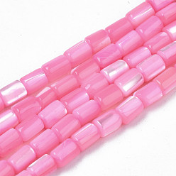 Pearl Pink Natural Trochid Shell/Trochus Shell Beads Strands, Dyed, Column, Pearl Pink, 4~5x3~3.5mm, Hole: 0.9mm, about 77~78pcs/strand, 15.55 inch~15.75 inch(39.5~40cm)