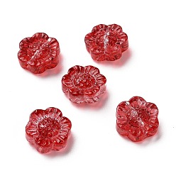 Brique Rouge Perles de verre peintes par pulvérisation transparent, lotus, firebrick, 13x14x6mm, Trou: 1.2mm