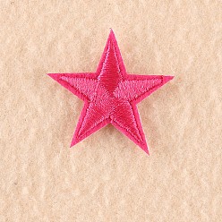 Rosa Oscura Tela de bordado computarizada para planchar / coser parches, accesorios de vestuario, apliques, estrella, de color rosa oscuro, 3x3 cm