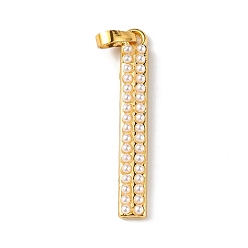 Chapado en Oro Real 18K Acumular colgantes de chapado de latón, con perla de imitación de plástico, sin plomo y cadmio, larga duración plateado, Rectángulo, real 18 k chapado en oro, 33x5x3 mm, agujero: 5x3 mm