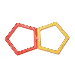 Случайный Цвет DIY пластиковые магнитные строительные блоки, 3 d строительные блоки строительные игровые доски, для детей строительные игрушки подарочные аксессуары, пятиугольник, случайный один цвет или случайный смешанный цвет, 95x100x6 мм