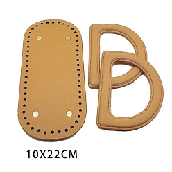 Pérou Poignée en forme de D en cuir PU et fond de sac ovale, Pérou, 22x10 cm, 13x10 cm