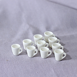 Blanco Adornos de taza de té en miniatura de resina, accesorios de casa de muñecas micro jardín paisajístico, simulando decoraciones de utilería, blanco, 16x13 mm, 10 PC / sistema.