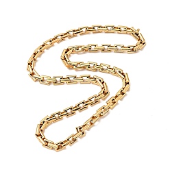 Oro Chapado en iones (ip) 304 collar de cadena de eslabones rectangulares de acero inoxidable para hombres, dorado, 23.74 pulgada (60.3 cm)
