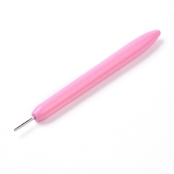 Pink Бумага рюш инструмент, ротационная ручка с бифуркационной ручкой, с булавками из нержавеющей стали и пластиковой ручкой, розовые, 101x8.5 мм