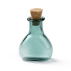 Teal Miniature Glass Bottles, with Cork Stoppers, Empty Wishing Bottles, for Dollhouse Accessories, Jewelry Making, Teal, 11x21x30mm