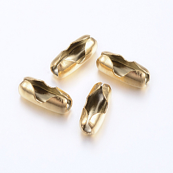Oro Revestimiento iónico (ip) 304 conectores de cadena de bolas de acero inoxidable, dorado, 10x4 mm, agujero: 2 mm, apto para cadena de bolas de 3 mm