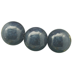 Noir Brins de perles de jade mashan naturelles , teint, ronde, noir, 8mm, Trou: 1.2mm, Environ 51 pcs/chapelet, 16 pouce