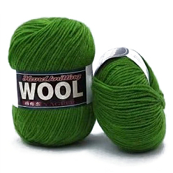 Lime Green Polyester & Wool Yarn for Sweater Hat, 4-Strands Wool Threads for Knitting Crochet Supplies, Lime Green, about 100g/roll