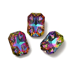 Volcano K9 Glass Rhinestone Cabochons, Point Back & Back Plated, Faceted, Rectangle, Volcano, 14x10x5mm