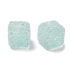 Pale Turquoise Resin Beads, with Rhinestone, Drusy Cube, Pale Turquoise, 16x16x16mm, Hole: 3.6mm