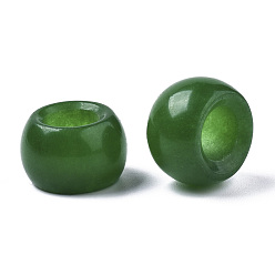 Verde Cuentas de calcedonia blanca natural, abalorios de grande agujero, teñido, Rondana plana, verde, 15~17x10~12 mm, agujero: 8 mm