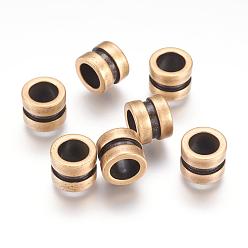 Antique Bronze 304 Stainless Steel Beads, Column, Grooved Beads, Antique Bronze, 10x8mm, Hole: 6.5mm