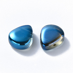 Marine Blue Transparent Spray Painted Glass Beads, Top Drilled Beads, AB Color Plated, Teardrop, Marine Blue, 12.5x10.5x5.5mm, Hole: 0.9mm