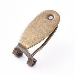 Antique Bronze Brass Stud Earring Findings, French Clip Earrings, Nickel Free, Antique Bronze, 19x8x8mm, Pin: 0.7mm