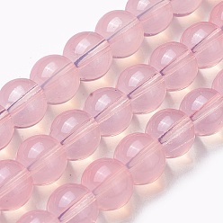 Pink Opalite Beads Strands, Round, Pink, 10mm, Hole: 1.4mm, about 38pcs/strand, 13.9 inch(35.5cm)