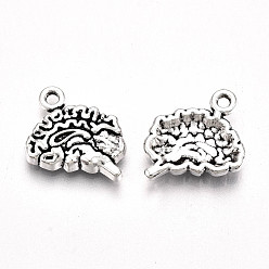 Antique Silver Tibetan Style Alloy Charms, Lead Free & Cadmium Free, Brain, Antique Silver, 12.5x14x3mm, Hole: 1.5mm, about 438pcs/500g