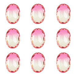 Rose Clair Pointu k 9 cabochons en verre strass, façon moka, imitation de tourmaline, facette, ovale, rose clair, 14x10x6mm, 24 pcs / boîte
