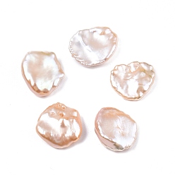 Pêche Perles de perles keshi naturelles, perle d'eau douce, perles baroques, pas de trous / non percés, nuggets, peachpuff, 15~18x14.5~15x4~7mm