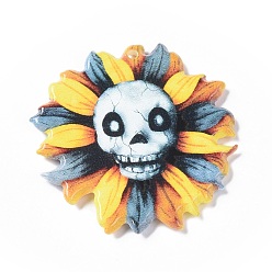 Skull Halloween Acrylic Pendant, Flower Charm, Skull, 41x38.5x2.5mm, Hole: 1.5mm