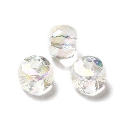 Claro Perlas de acrílico transparentes con revestimiento uv, color de ab chapado, tambor, Claro, 13x10 mm, agujero: 3 mm