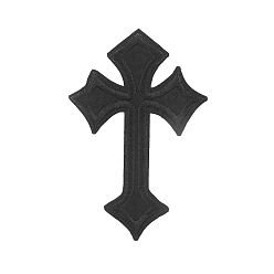 Черный Религиозная тема компьютеризированная вышивка ткань гладить/пришивать нашивки, аксессуары для костюма, крестик, чёрные, 100x65 мм