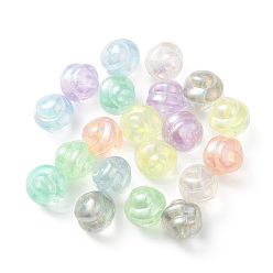 Couleur Mélangete Perles acryliques irisées arc-en-ciel transparentes lumineuses, brillent dans le noir, perles en spirale, couleur mixte, 16~17x16mm, Trou: 3mm