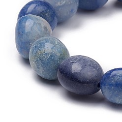 Aventurina Azul Pulseras con cuentas elásticas de aventurina azul natural, piedra caída, pepitas, 1-7/8 pulgada ~ 2-1/8 pulgada (4.8~5.5 cm), perlas: 6~15x6~11x3~11 mm