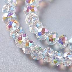 Clair AB Verre imitation perles de cristal autrichien, facettes rondelle, clair ab, 8x6mm, Trou: 1.4mm