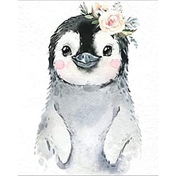 Pingüino Kits de pintura de diamantes diy de animales, Incluye bolsa de pedrería de resina., bolígrafo adhesivo de diamante, plato de bandeja y arcilla de cola, pingüino, 400x300 mm