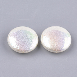 Seashell Color Acrylic Imitation Pearl Beads, AB Color, Flat Round, Seashell Color, 24.5x8.5mm, Hole: 1.5mm