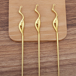 Golden Chinese Style Alloy Crane Hair Sticks, with Loop, Long-Lasting Plated Hair Accessories for Woman, Golden, 162mm, Fit For 1mm Rhinestone