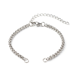 Stainless Steel Color 304 Stainless Steel Wheat Chains Bracelet Making, with Lobster Claw Clasps, Stainless Steel Color, 6-3/8x1/8 inch(16.2x0.3cm)