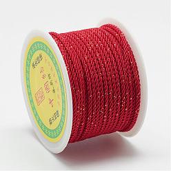 Red Metallic Stain Beads String Cords, Nylon Mouse Tail Cord, Red, 2.5~3mm, about 27.34 yards(25m)/roll