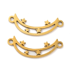 Golden 201 Stainless Steel Connector Charms, Moon with Star Links, Golden, 8x22x0.8mm, Hole: 1.5mm
