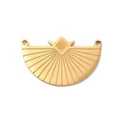 Golden Bohemian Style 304 Stainless Steel Pendant, Half Round, Golden, 15.5x25x1mm, Hole: 1.4mm